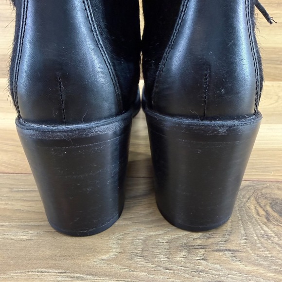 UGG Oriana Calf Hair Boots Womens 7.5 Black Block Heel Lace Up - Picture 7 of 11